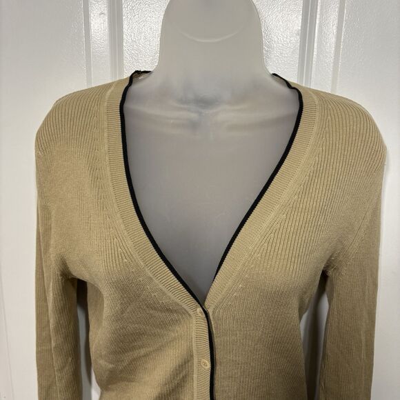 The Limited Stretch Cardigan Womens S Beige Silk Blend Y2K Minimalist Preppy - Picture 2 of 9
